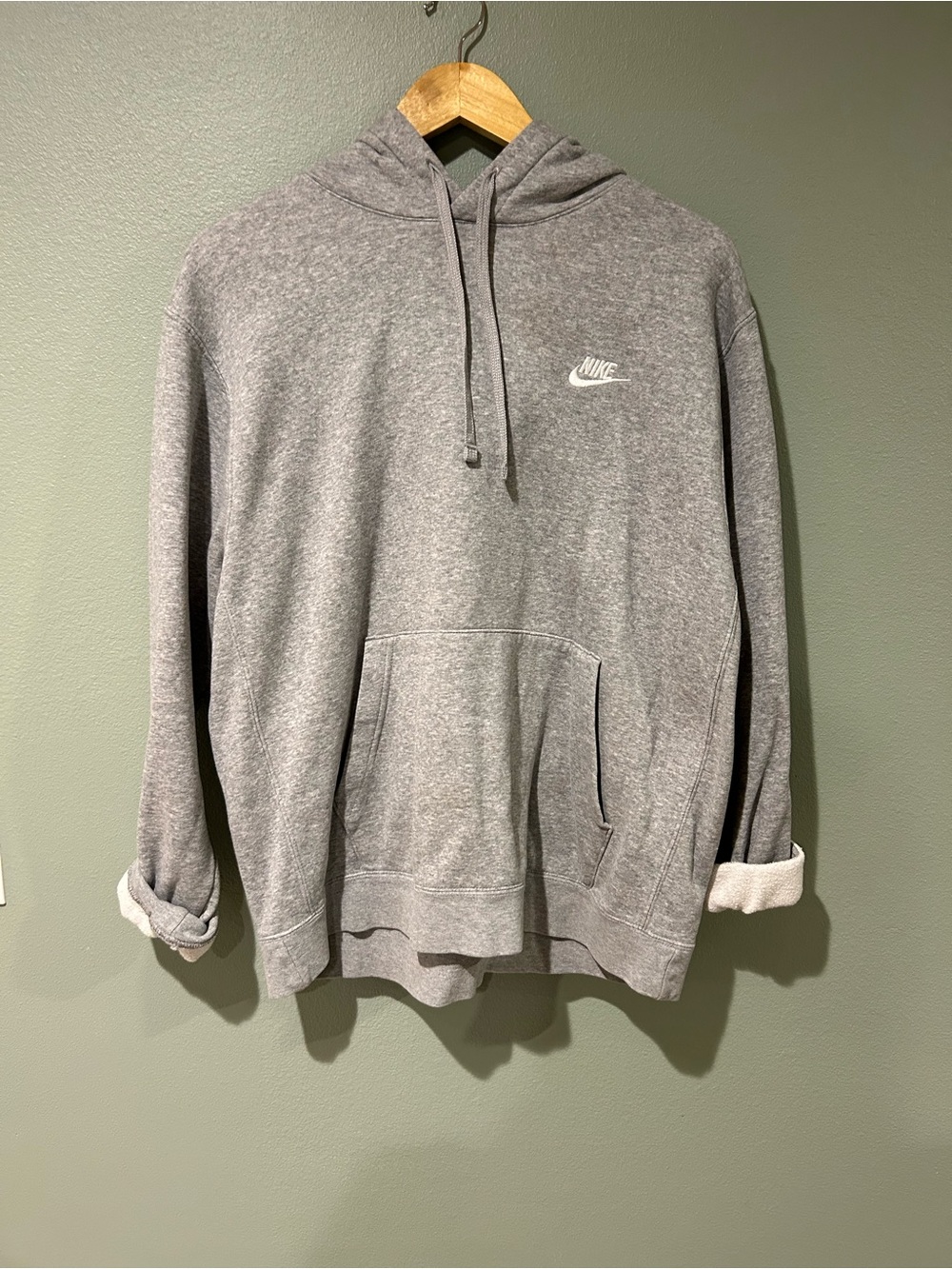 Nike Light Gray Pullover Hoodie with Small Logo